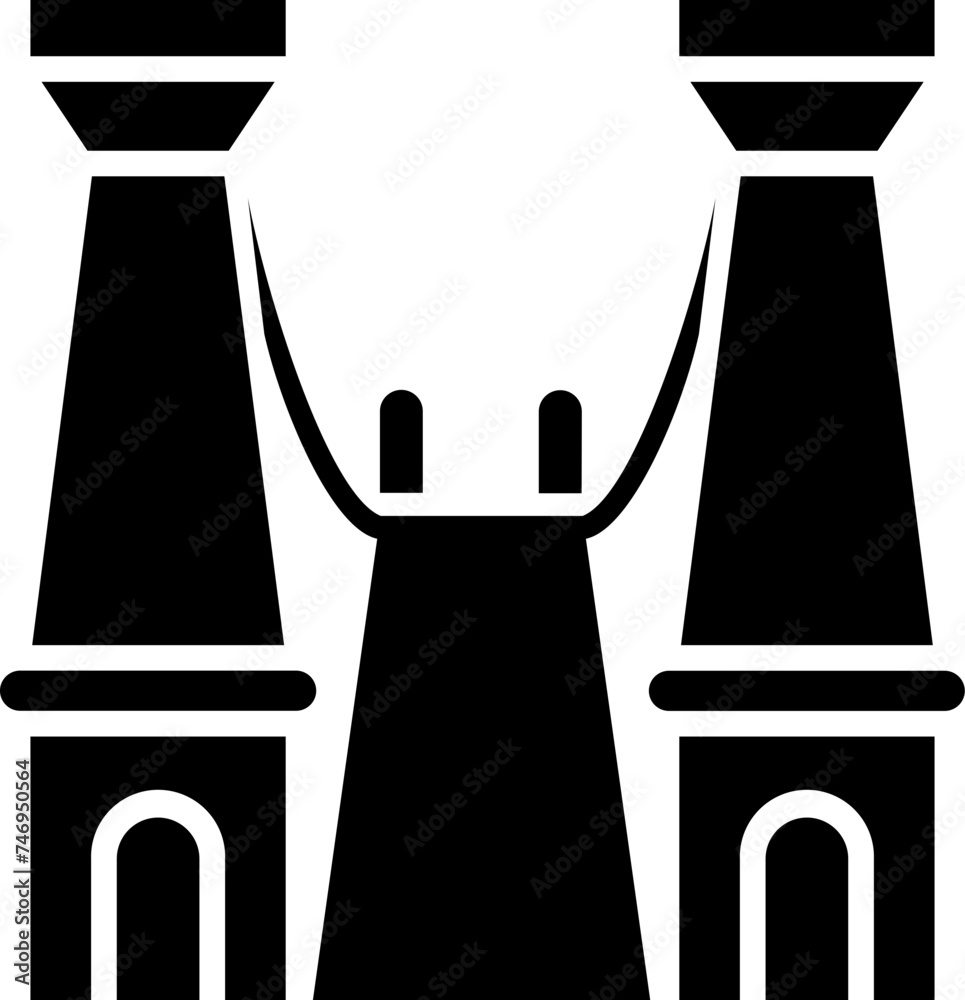 Naklejka premium Tower bridge glyph icon or symbol.
