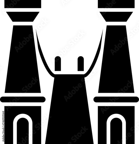 Tower bridge glyph icon or symbol.