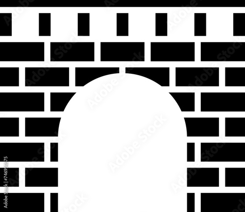 B&W illustration of old stone bridge icon.