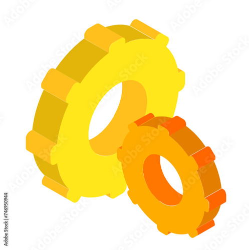 3D illustration of cogwheel element.