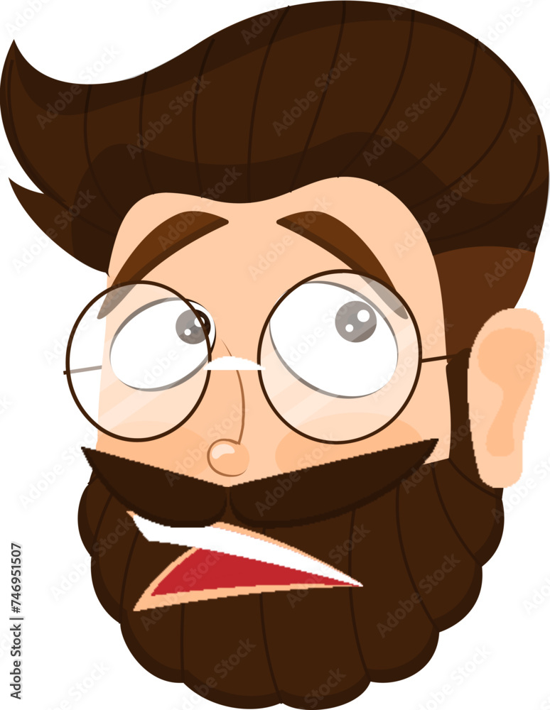 Sad man face character wearing eyeglasses. Sad man face character wearing eyeglasses.