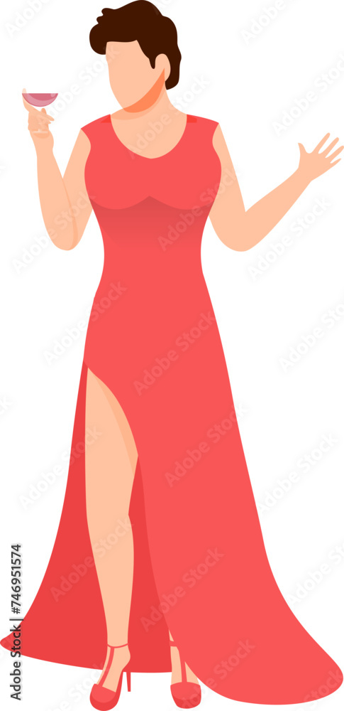 Character of faceless modern lady holding cocktail glass. Character of faceless modern lady holding cocktail glass.