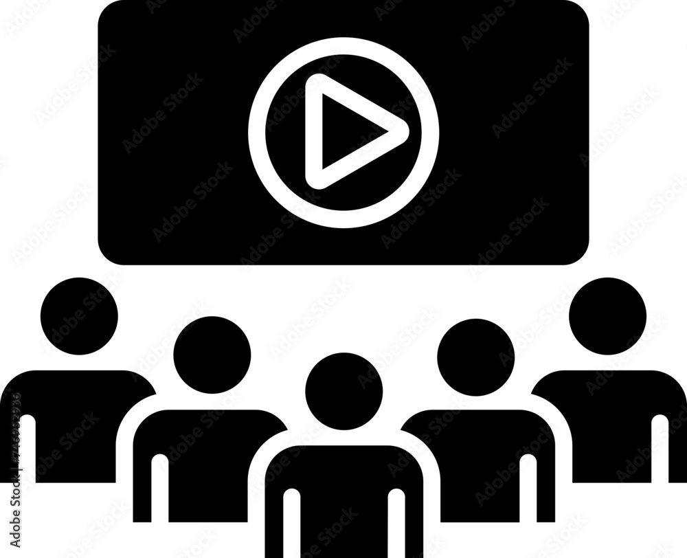 B&W cinema icon in glyph style. B&W cinema icon in glyph style.