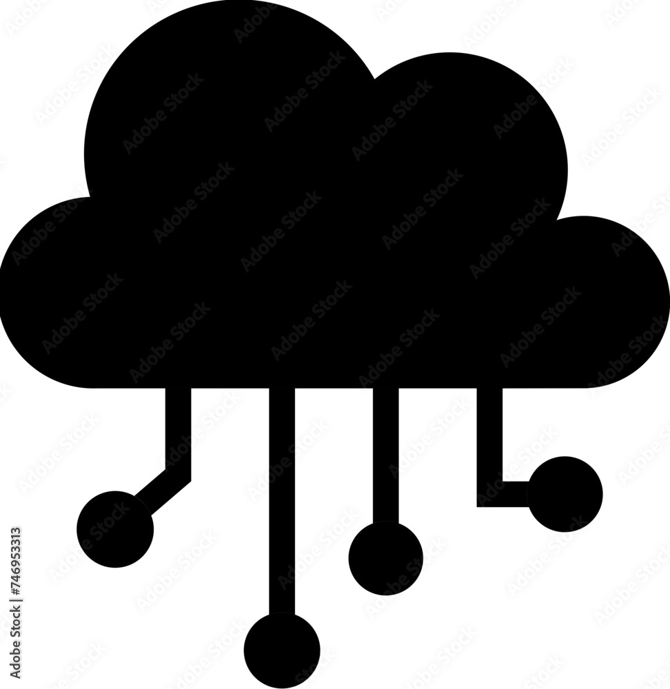 Cloud computing icon in black color. Cloud computing icon in black color.
