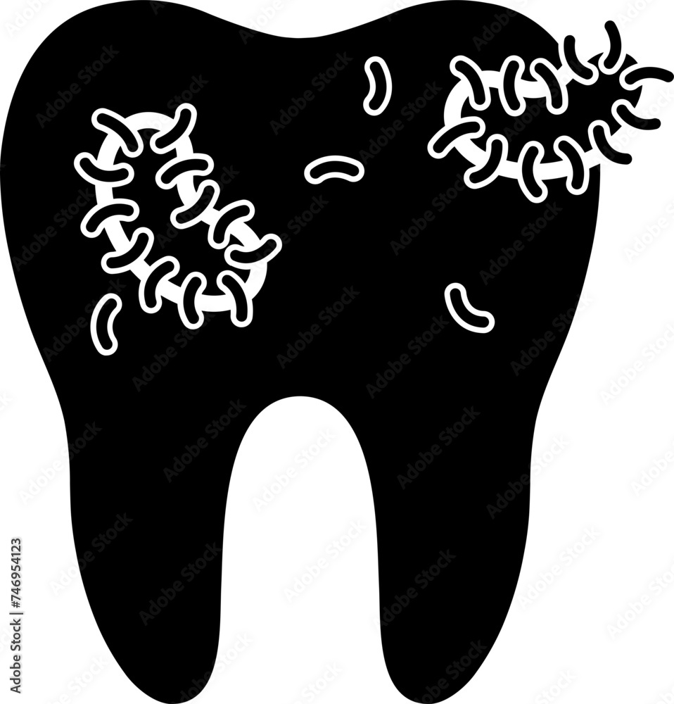 Flat style tooth bacteria or cavity icon. Flat style tooth bacteria or cavity icon.