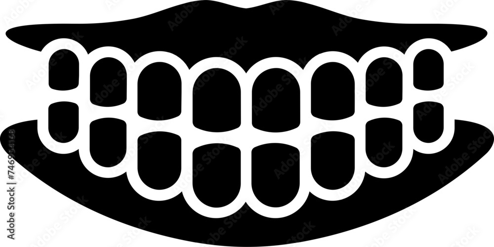 B&W illustration of teeth jaw icon. B&W illustration of teeth jaw icon.