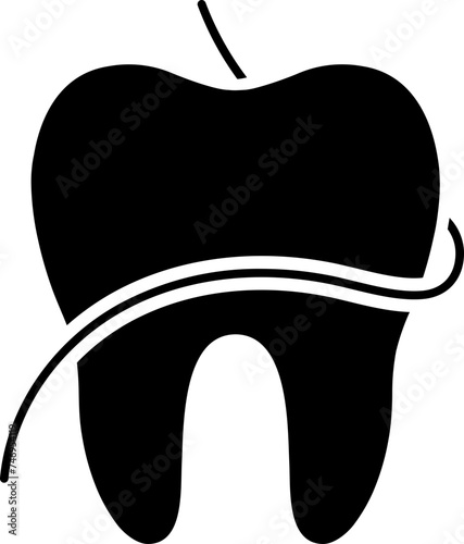 Illustration of flossing teeth or cleaning icon.