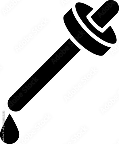 Pipette or eyedropper icon in b&w color.