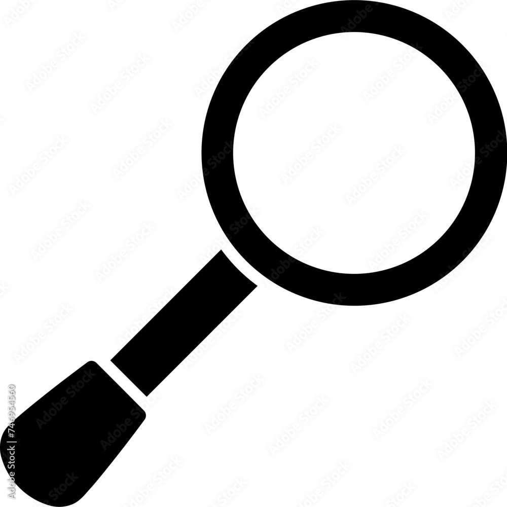 Flat style magnifying glass icon in b&w color. Flat style magnifying glass icon in b&w color.