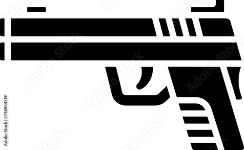 Illustration of gun icon in b&w color.