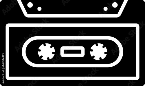 B&W illustration of audio tape icon.