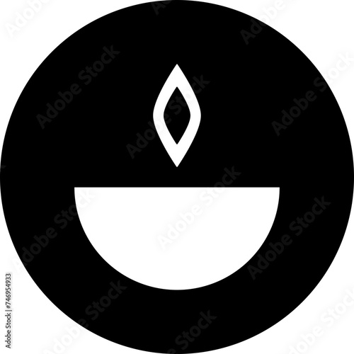 B&W illustration of oil lam (diya) icon.