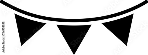 Bunting flag icon in b&w color.