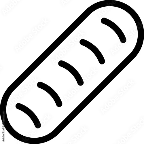 Line art baguette icon in flat style.