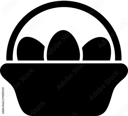 B&W egg basket icon in flat style.