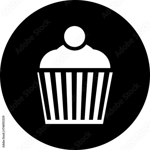 Glyph cupcake icon in flat style.