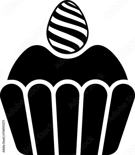 Glyph cupcake icon in flat style.