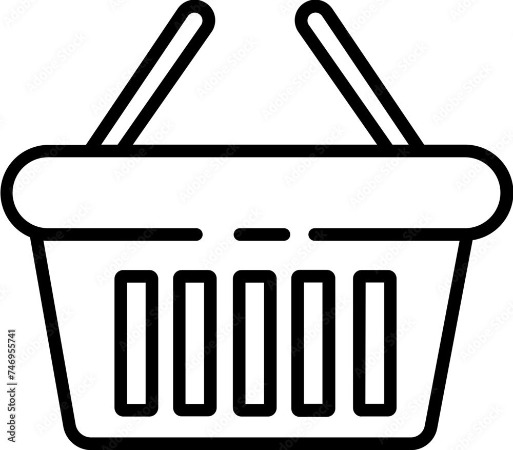 Line art basket icon in flat style. Line art basket icon in flat style.