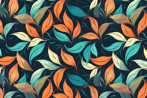 seamless abstract leaves pattern on background