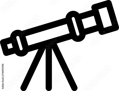 Telescope icon in line art.