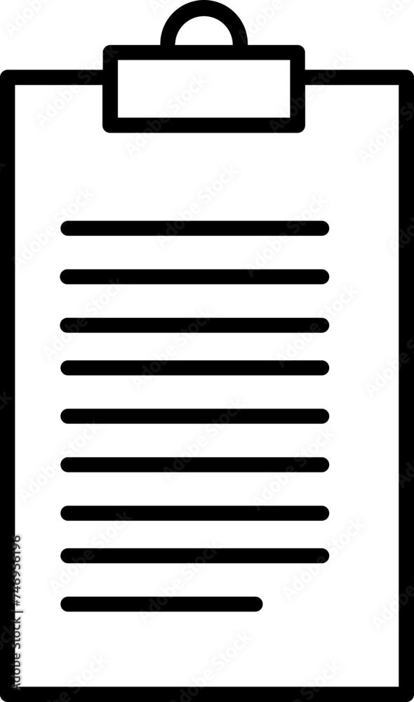 Line art clip board icon in flat style. Line art clip board icon in flat style.