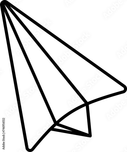 Line art paper plain icon in flat style.