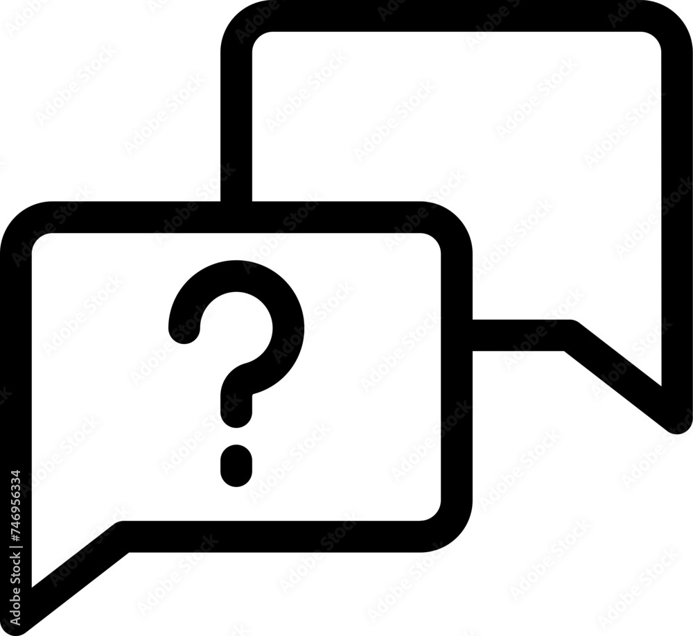 Line art illustration of speech questions or comments icon. Line art illustration of speech questions or comments icon.