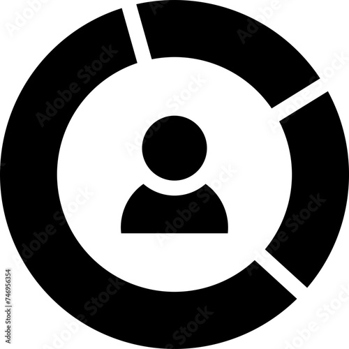 Circular graphic with candidate percentage of votation glyph icon.