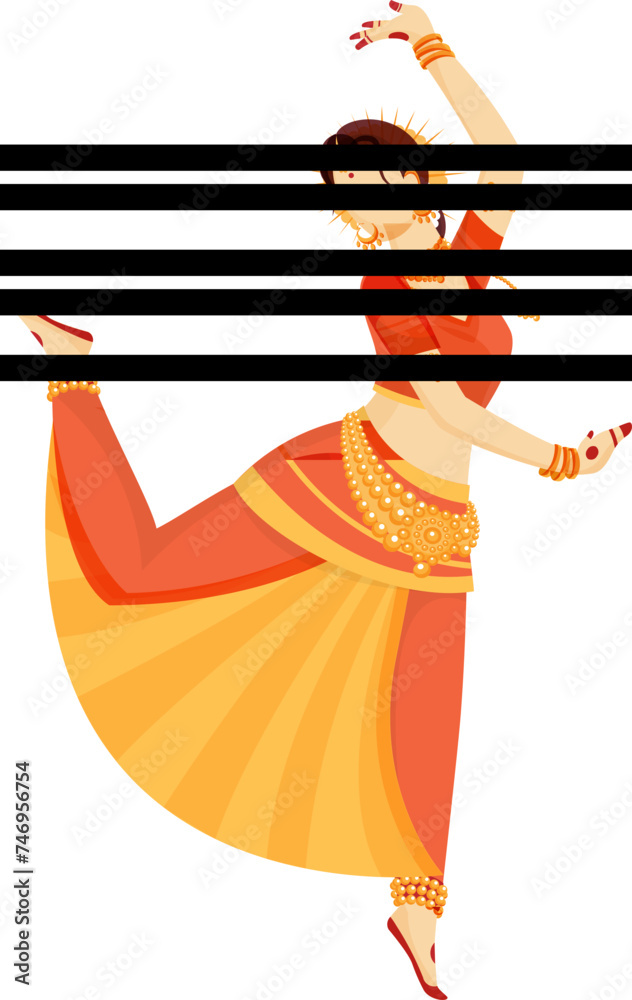 Character of Indian woman dancing in Kathak dance. Stock Vector | Adobe ...