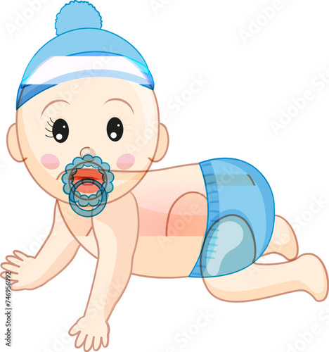 Cartoon character of cute little Punjabi baby.