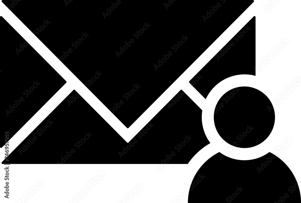 Mail user icon in B&W color. Mail user icon in B&W color.