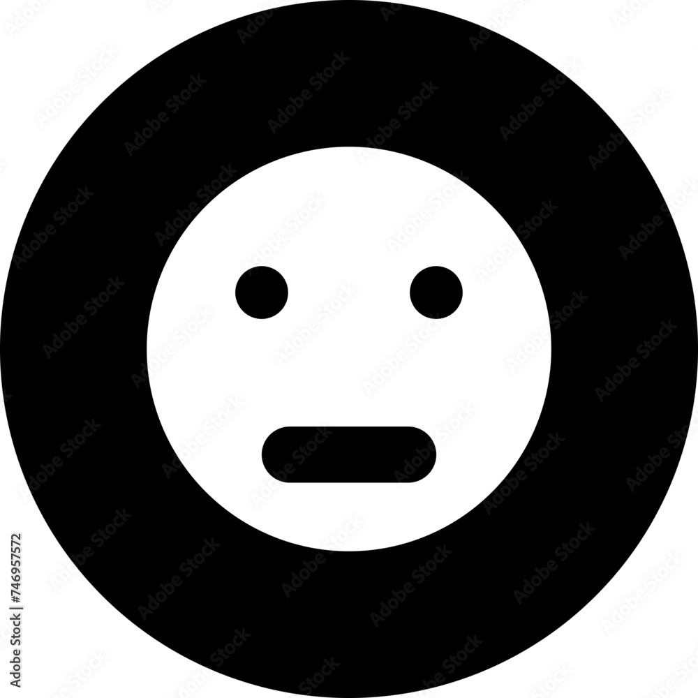 Confused and sad emoticon face glyph icon. Confused and sad emoticon face glyph icon.