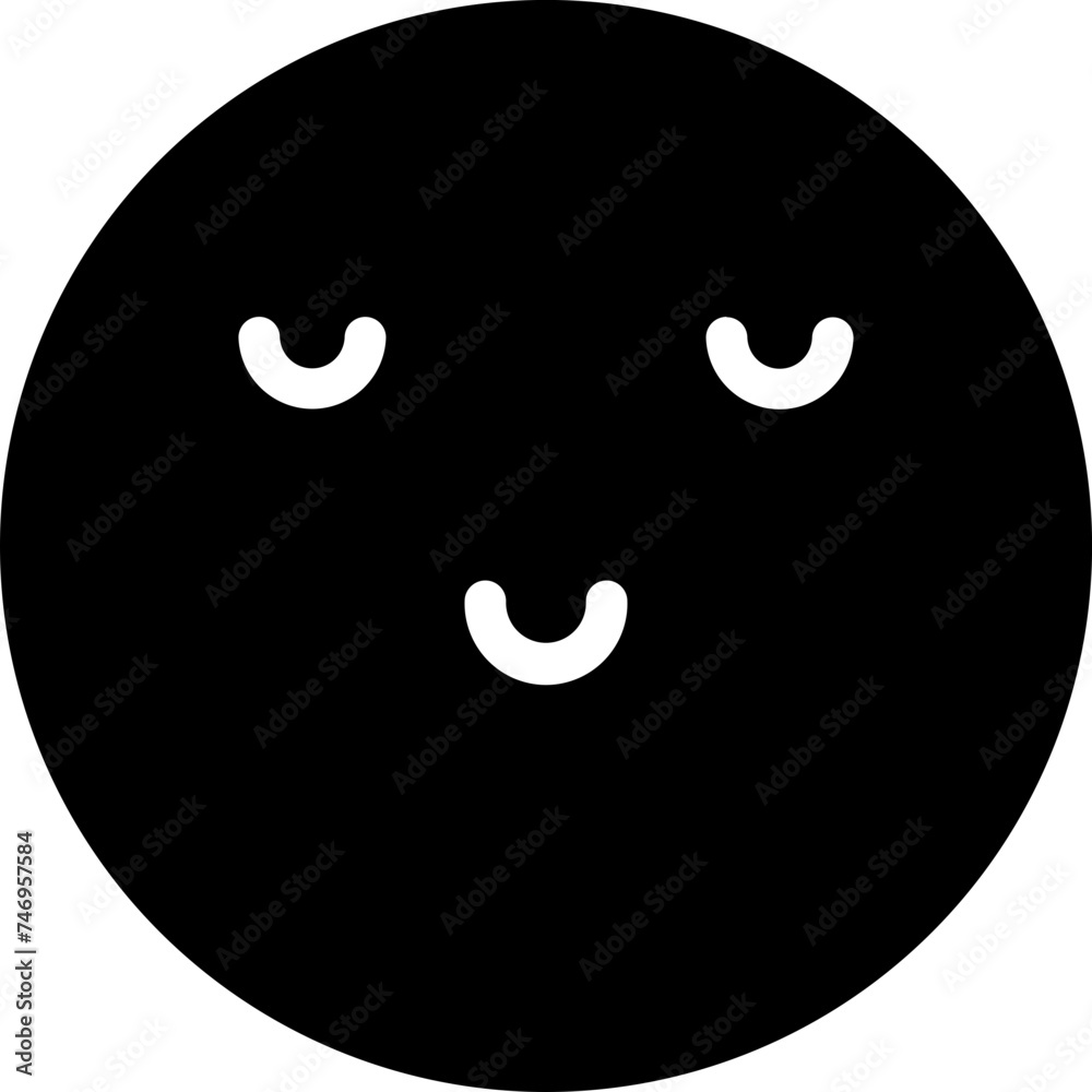 Cute emoji face character icon in b&w color. Cute emoji face character icon in b&w color.