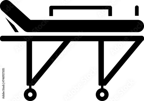 B&W illustration of stretcher icon.