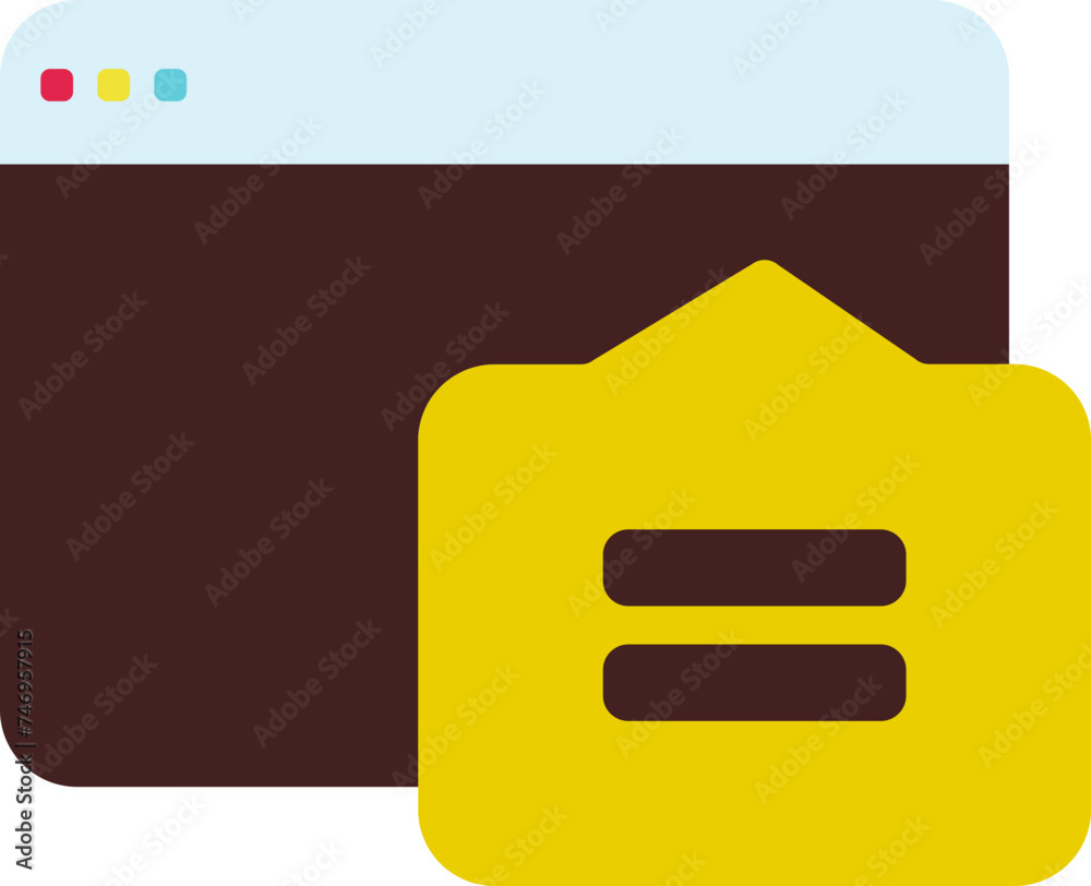 Vector illustration of browser message or email icon. Vector illustration of browser message or email icon.
