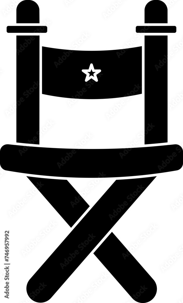 Vector illustration of director chair glyph icon. Vector illustration of director chair glyph icon.