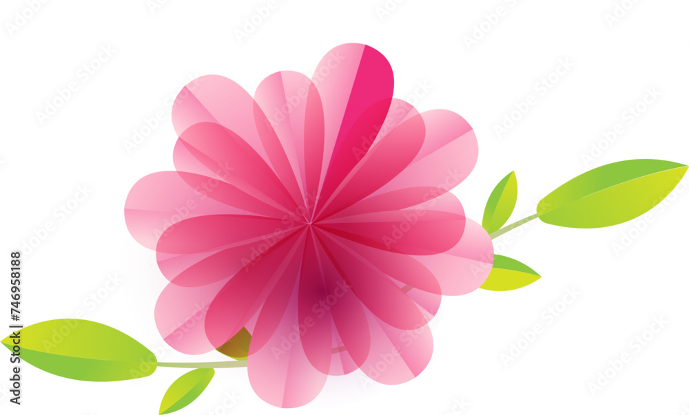 Creative pink flower in paper cut style. Creative pink flower in paper cut style.