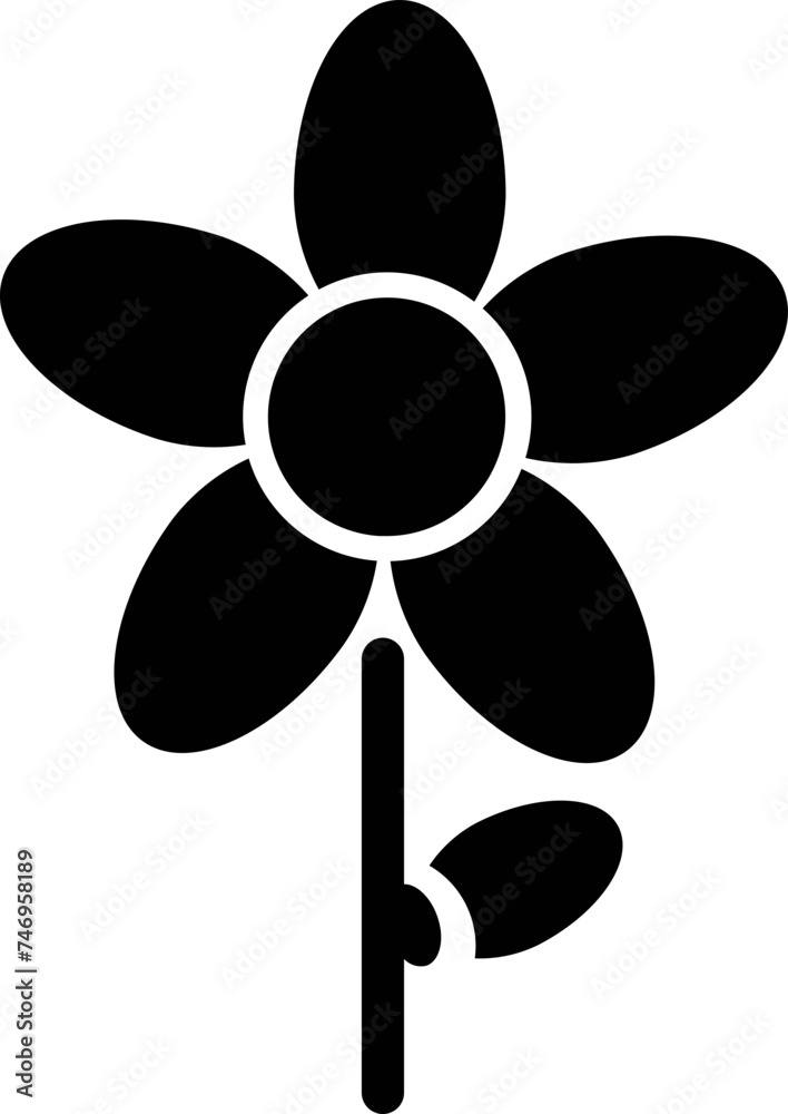 Illustration of Flower icon in b&w color. Illustration of Flower icon in b&w color.