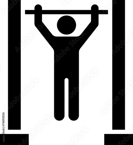 Man doing pull ups exercise sign or sumbol.