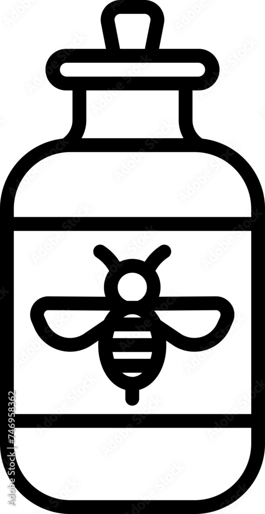 Honey jar icon in black line art. Honey jar icon in black line art.