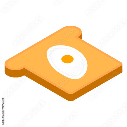 Egg bread icon in 3d style.