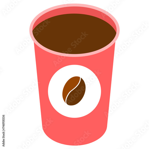Isometric disposable coffee cup icon.