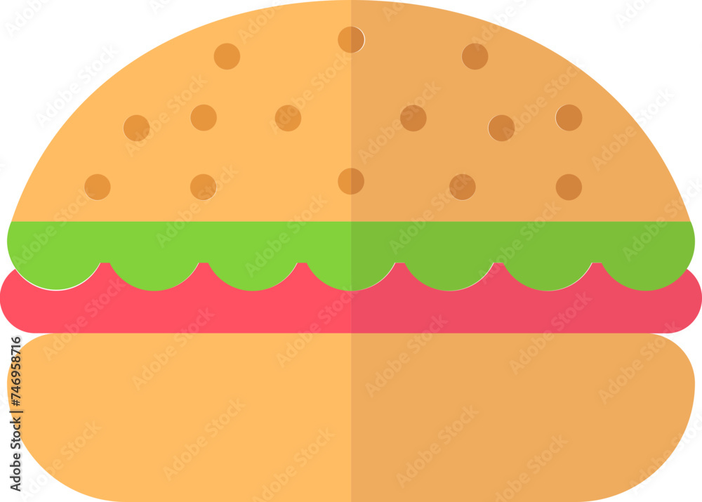 Colorful burger icon in flat style. Colorful burger icon in flat style.