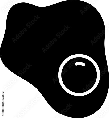 B&W illustration of omelette or fried egg icon.