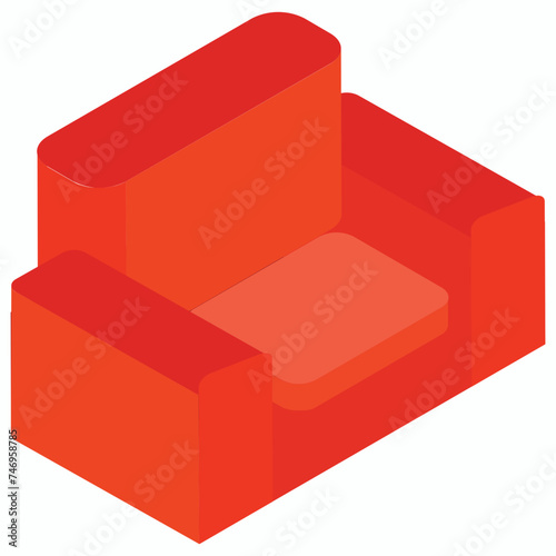 Flat illustration of sofa element in isometric style.