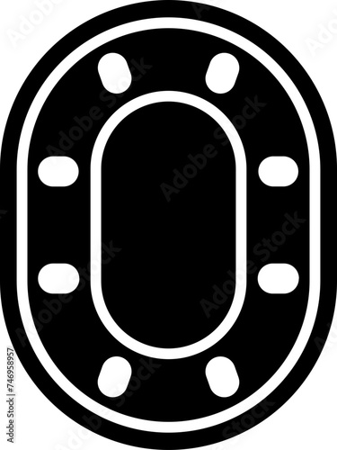 Poker table icon in b&w color.
