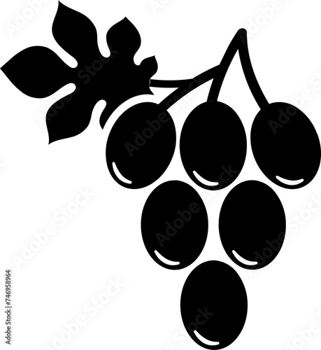 B&W bunch of grapes icon.