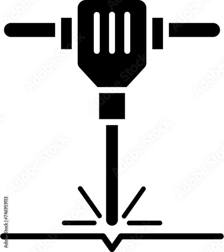 Flat style jackhammer icon or symbol.