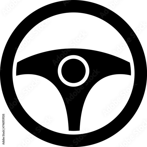 B&W illustration of steering icon.