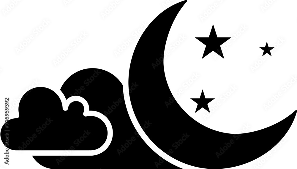 Midnight sky glyph icon or symbol. Midnight sky glyph icon or symbol.